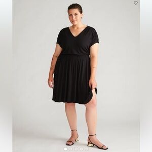 Universal Standard Black Midi Dress Sleeveless with Waistband Size XS